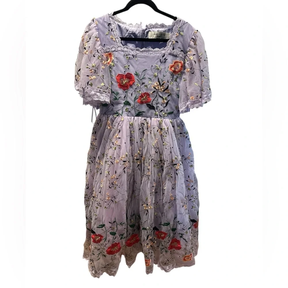 Jessakae embroidered lilac Darla dress size L - Picture 4 of 15